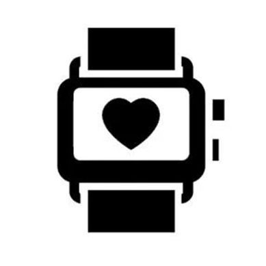 Smartwatch displaying a heart icon, indicating heart rate monitoring.