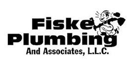 Logo for Fiske Plumbing featuring a cartoon plumber with a wrench.