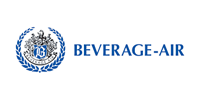 The logo for beverage air is a blue and white logo with a laurel wreath.