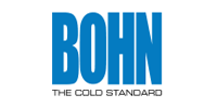 A blue and white logo for bohn the cold standard