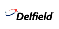 The delfield logo is on a white background.