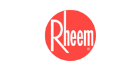 The rheem logo is in a red circle on a white background.