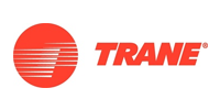 A red and white trane logo on a white background