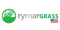 Logo for rymarGRASS, featuring a green circle with grass inside, text, and US flag icon.