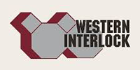 Logo for Western Interlock: geometric shapes in burgundy and gray, with the company name in black.