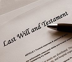 Last will and testament document