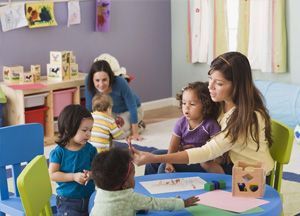 Children and teacher in the class room