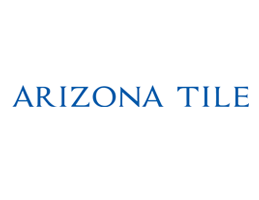 Arizona Tile logo, blue text on white background.