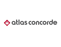 Atlas Concorde logo, text in gray with red diamond-shaped graphic.