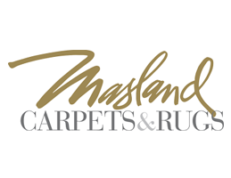 Masland Carpets & Rugs logo in gold and gray text on white background.