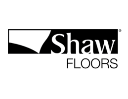 Shaw Floors logo: black and white text and graphic.