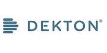 Dekton logo with a stylized design and text 