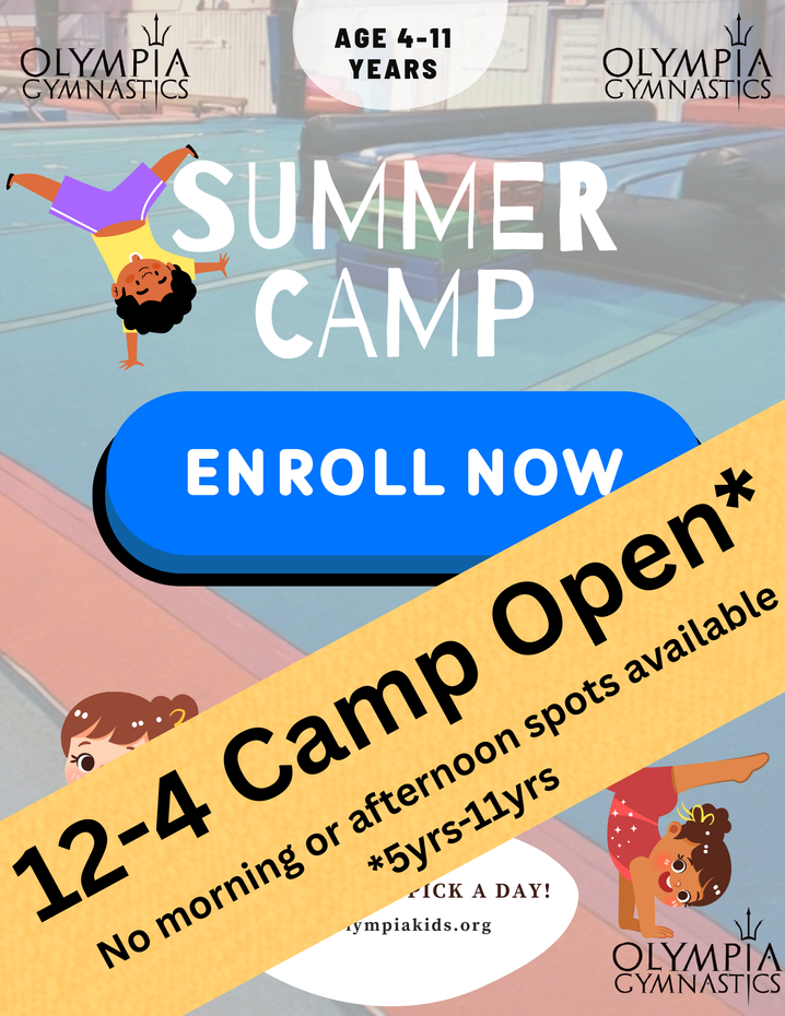 Colorful summer programs flyer with sun, rainbow, palm tree, and dates May 25–August 22, closed May 18–24