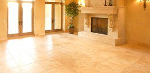 Hall with marble tile flooring