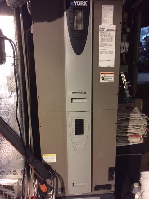 a york air conditioner in a basement