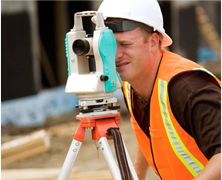 Man doing site surveying on residential property