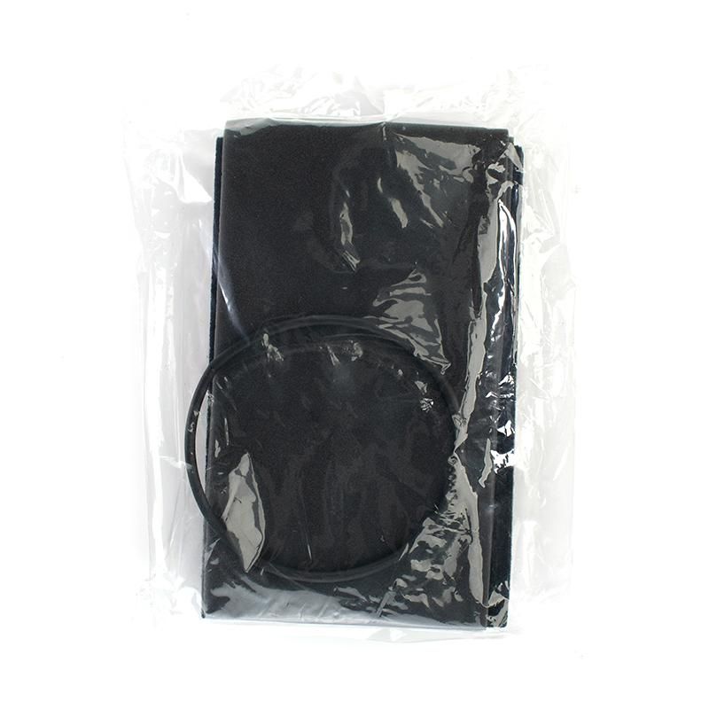 a pair of black tights in a plastic bag .