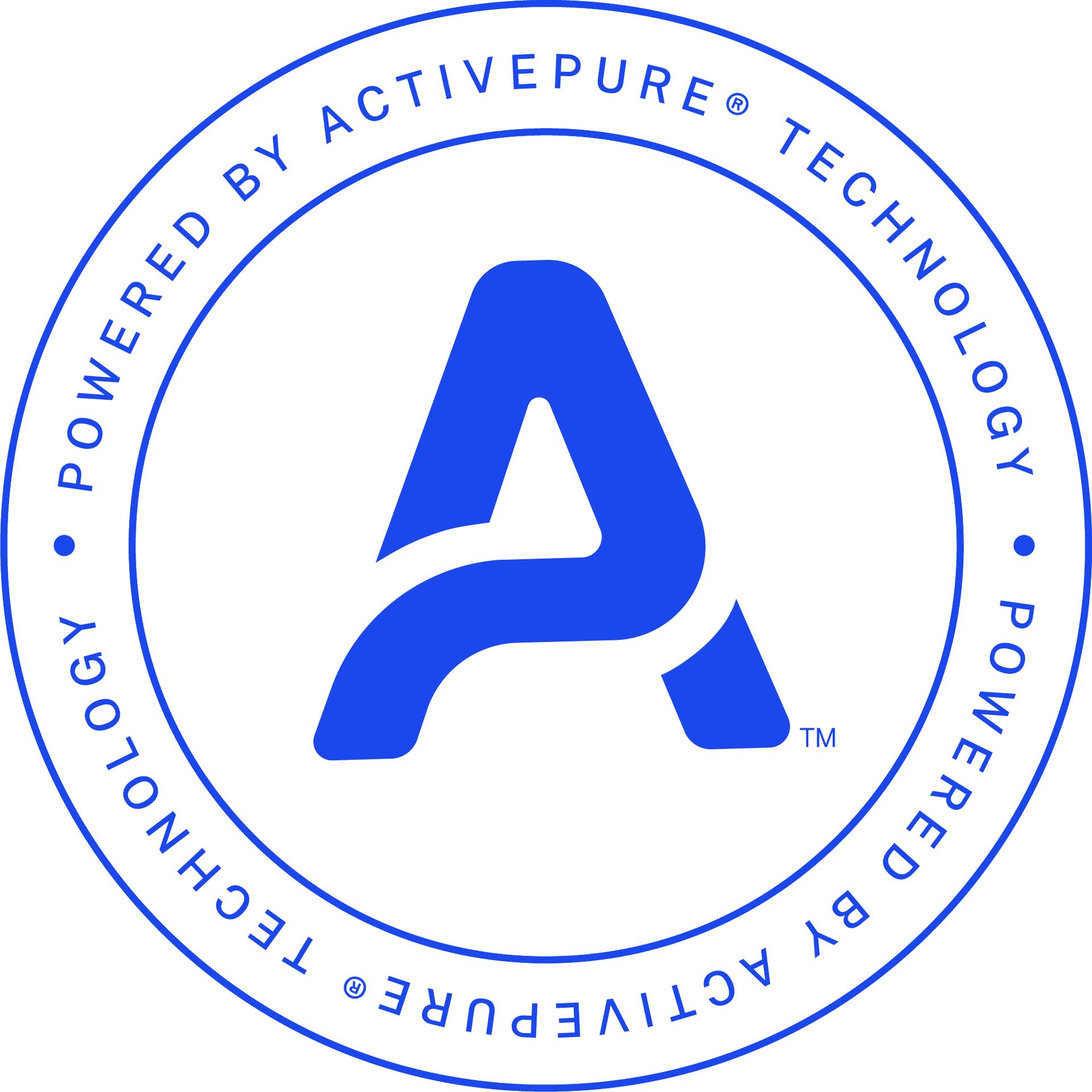 A blue logo that says powered by activepure technology