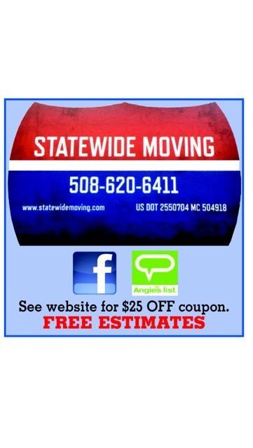 A sign for statewide moving $25 off coupon