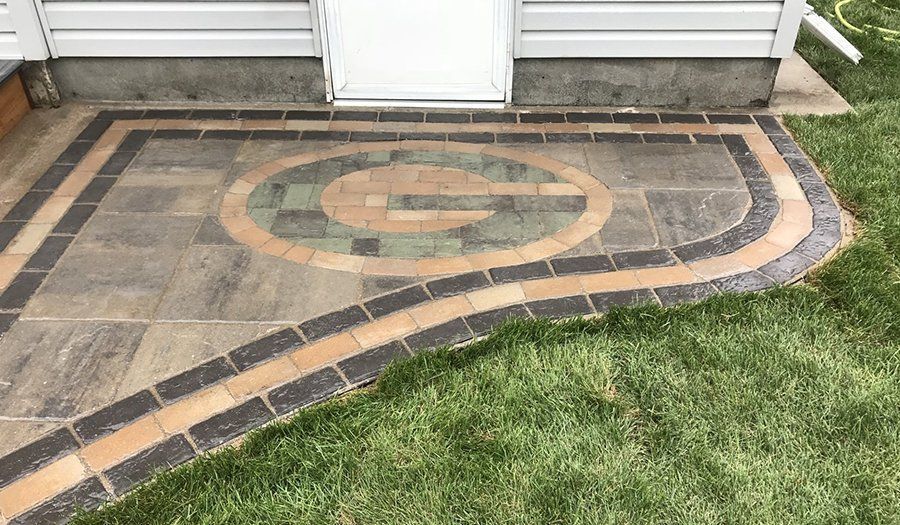 Brick patio with Green Bay Packers 