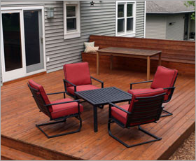 deck with table and chairs