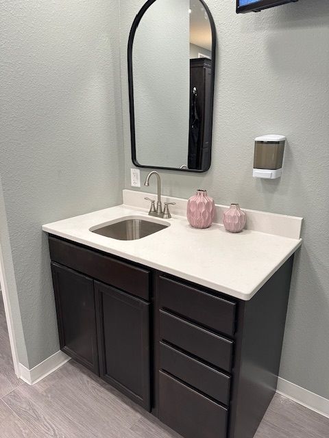 stylish sink and cabinets