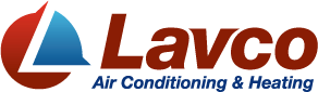 Lavco Air Conditioning & Heating logo: red/blue emblem with "L" shape and text in red.