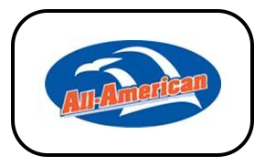 Blue oval logo with white eagle graphic and "All-American" text.