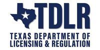Texas Department of Licensing & Regulation logo in navy blue with Texas star icon and TDLR text