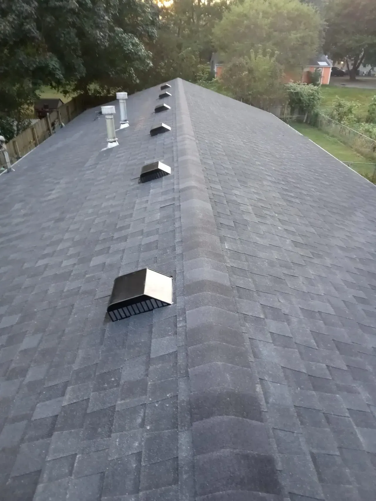 A roof with a lot of vents on it
