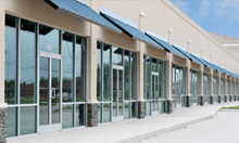 commercial area with glass walls