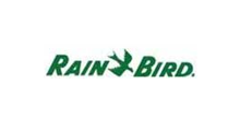 Rain Bird logo: green text and bird icon on white background.
