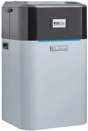 A gray and black Eco Tec water heater.