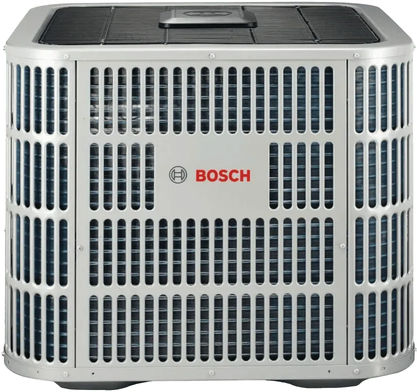 Bosch air conditioner unit with a metal grill exterior.