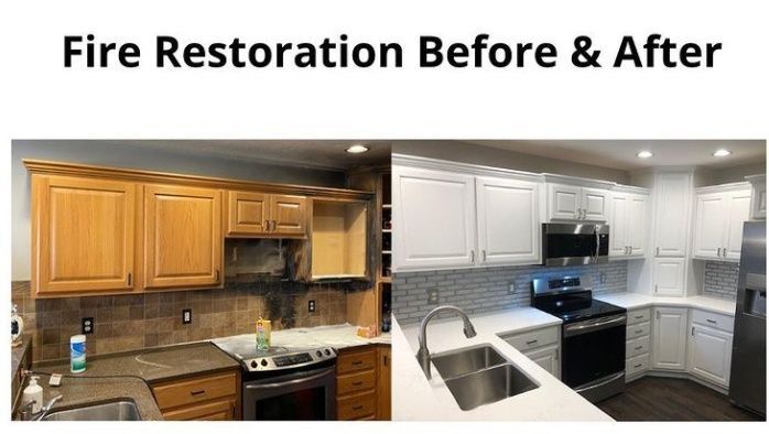 Water damage on parquet flooring next to a black-framed glass table.