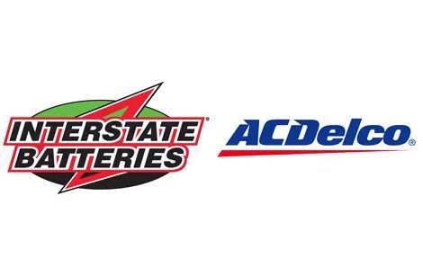 The logos for interstate batteries and acdelco are on a white background.