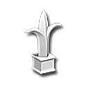 Silver fleur-de-lis statue on a square pedestal
