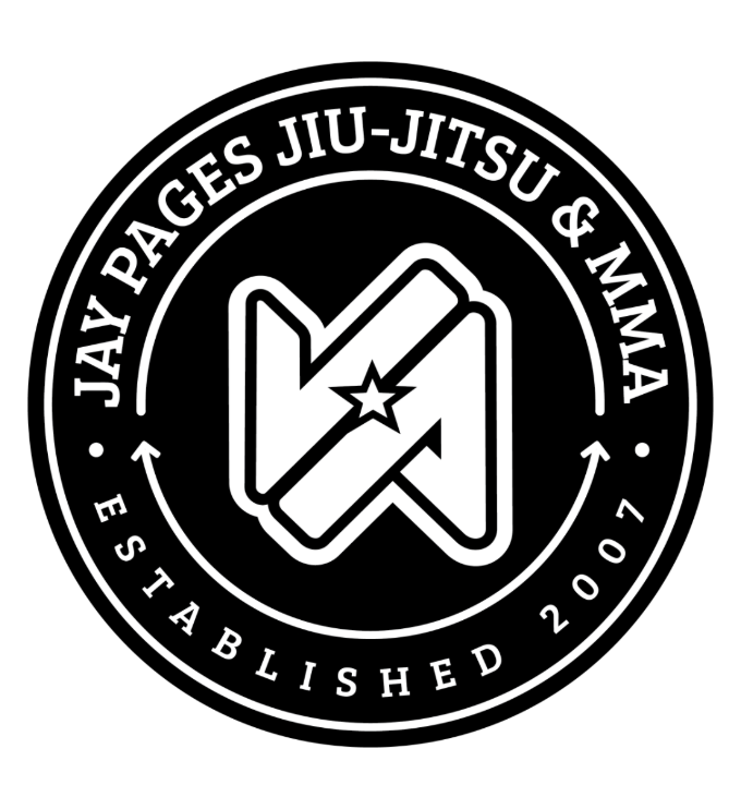 Circular logo for Jay Pages Jiu Jitsu & MMA, black and white. Features stylized intertwined J and P with a star. ESTABLISHED 2007 below.