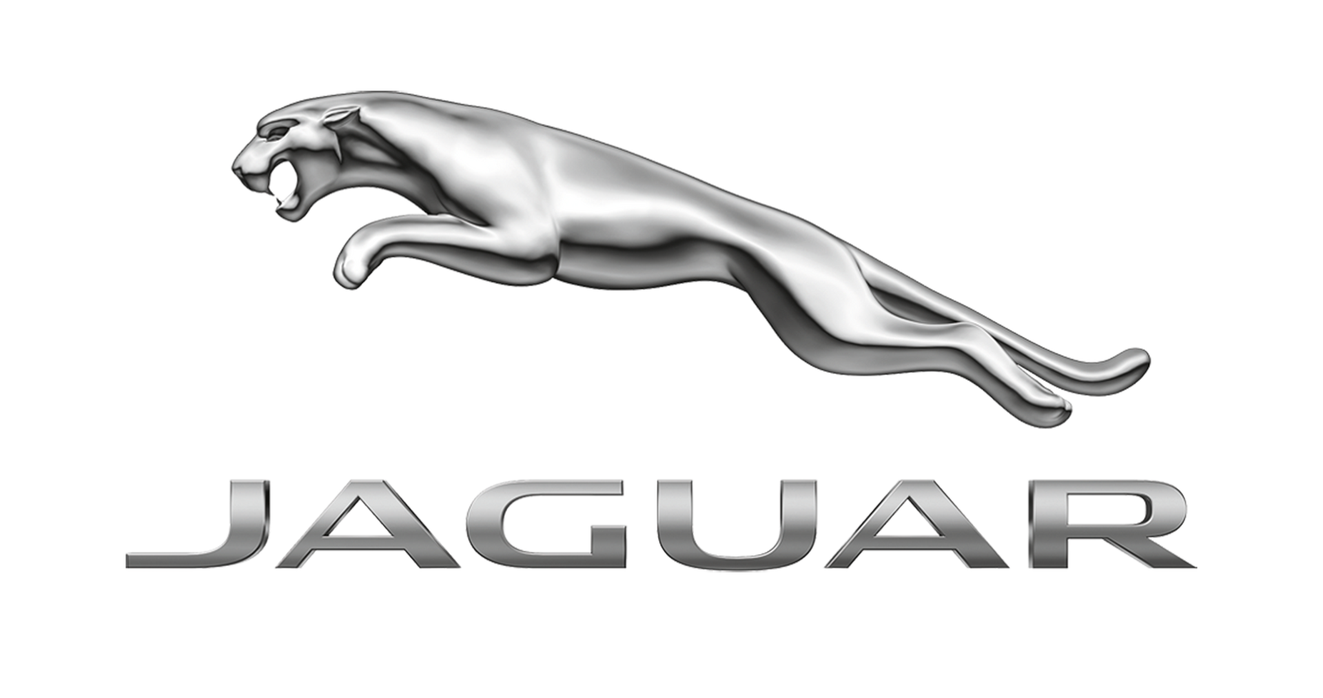 Silver leaping jaguar logo above the word “JAGUAR”