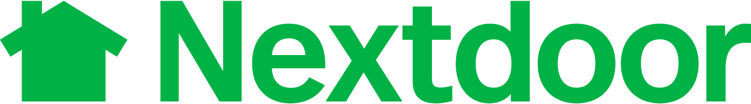 Nextdoor logo with green house icon and green text on white background