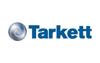 Tarkett logo with a swirling blue and gray globe next to blue text.