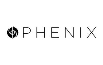 Phenix logo with abstract spiral symbol to the left of the word