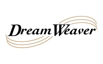 Dreamweaver logo with cursive text and flowing lines.