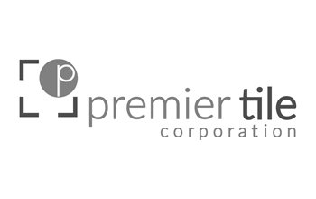 Premier Tile Corporation logo with a gray square and circle around the letter
