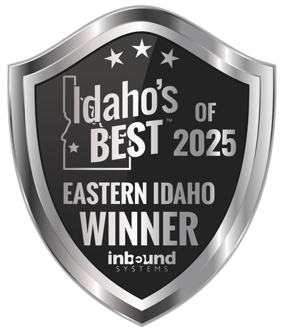 Silver shield award badge reading “Idaho’s Best 2025 Eastern Idaho Winner” with Inbound Systems logo