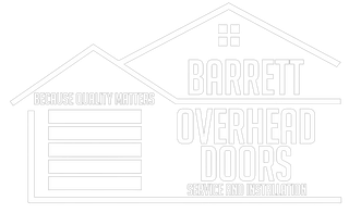 Outline of Barrett Overhead Doors logo with a house roof and garage door icon