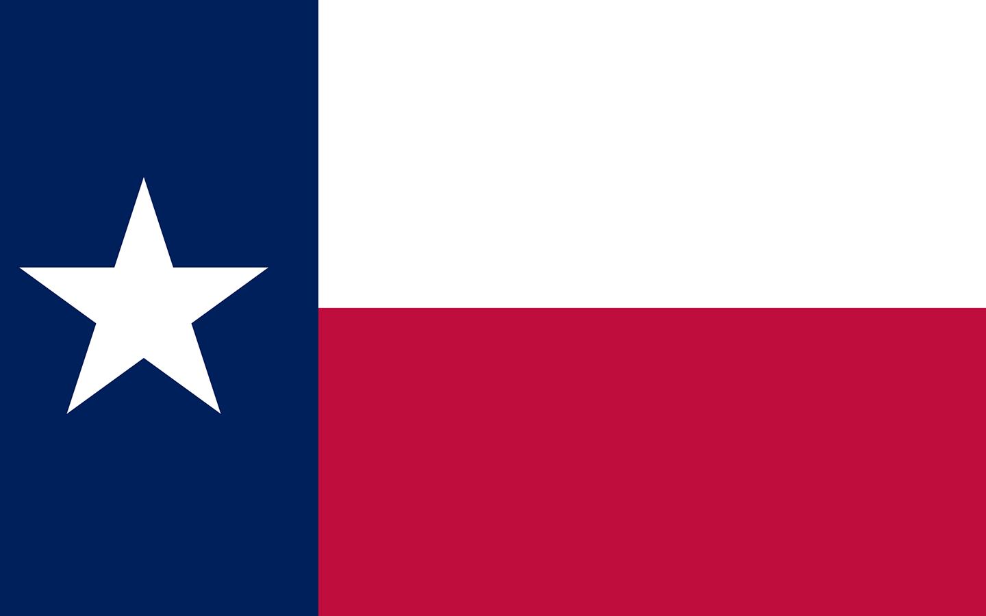 The flag of texas is red , white and blue with a white star.