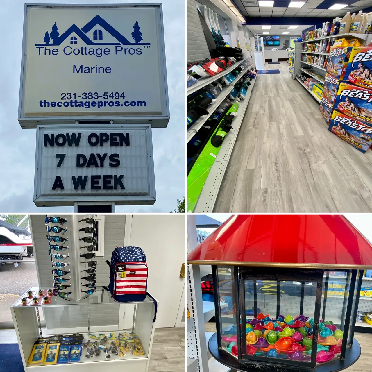 the cottage pros marine store is now open 7 days a week