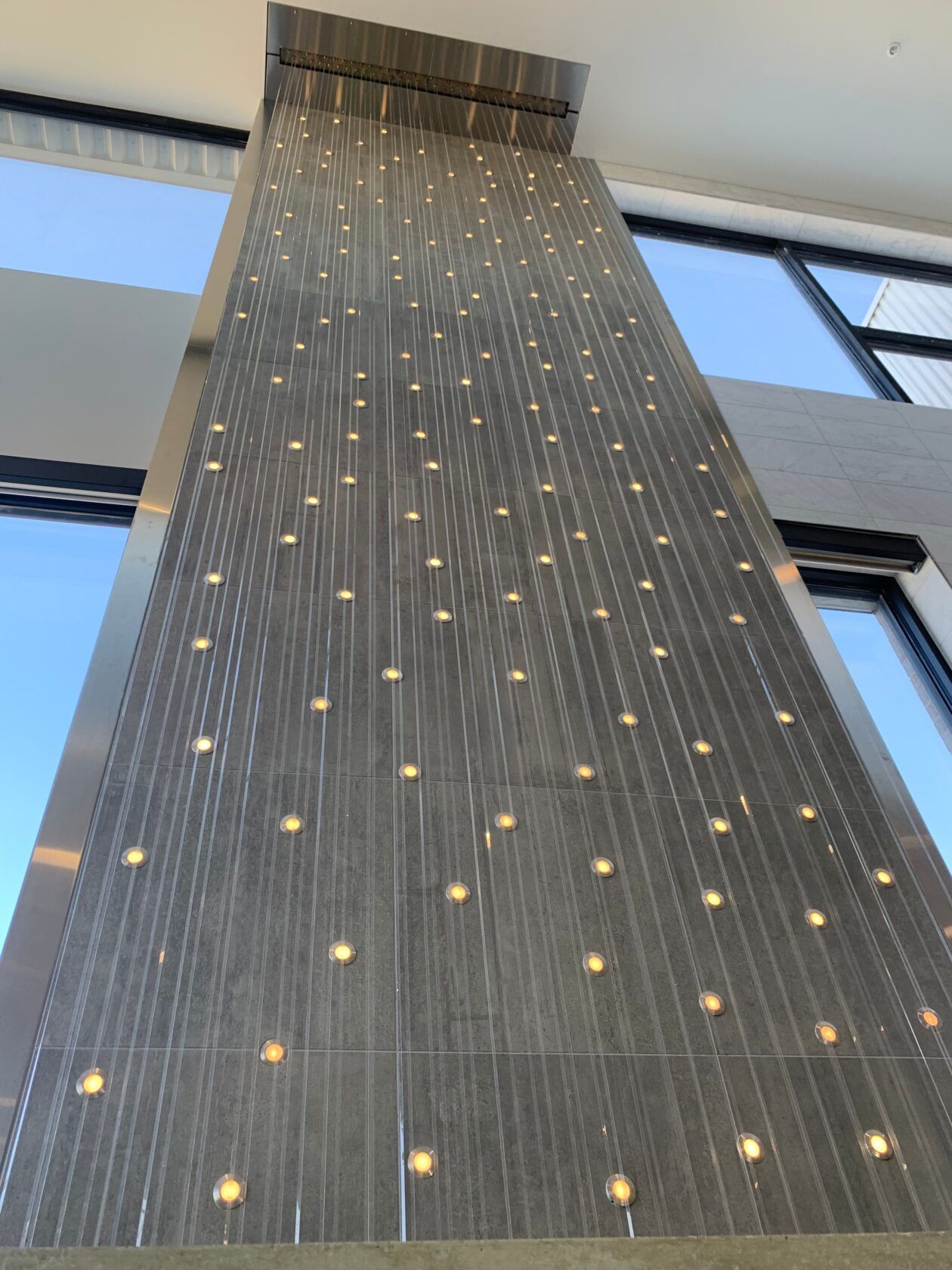 A large wall with a lot of lights on it