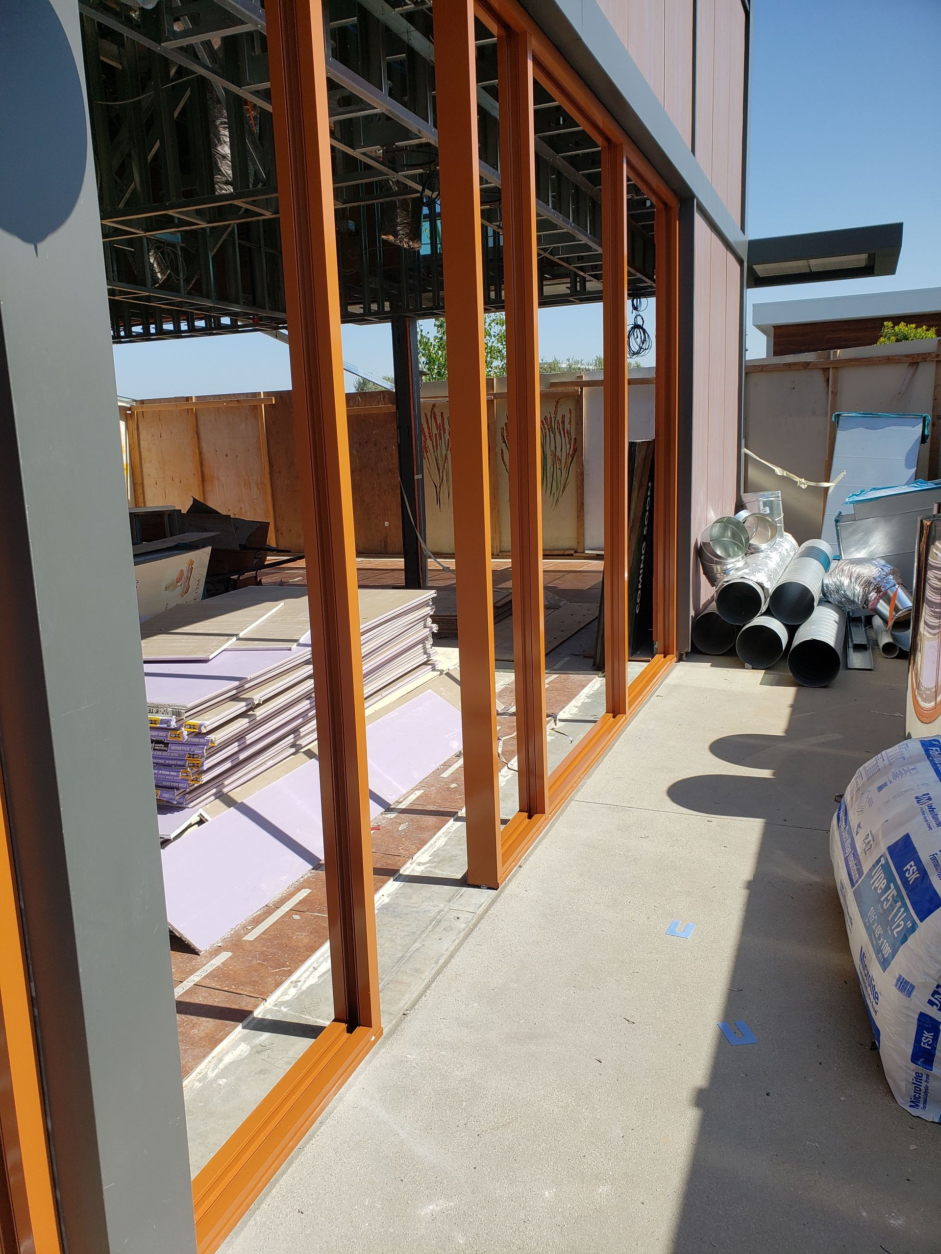 A building with a lot of windows is being built